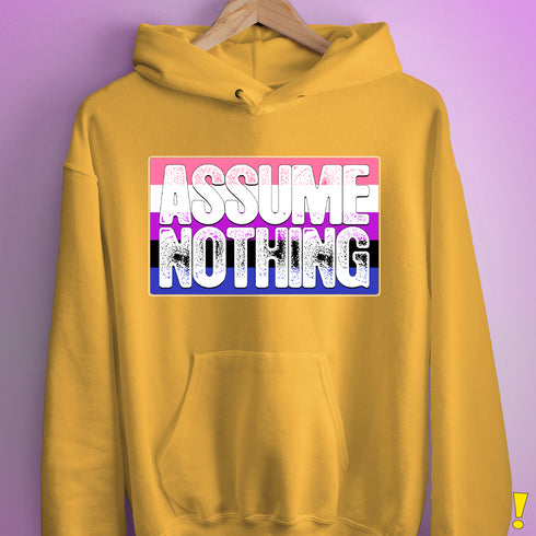Assume Nothing Genderfluid Pride Flag Hoodie - Mustard